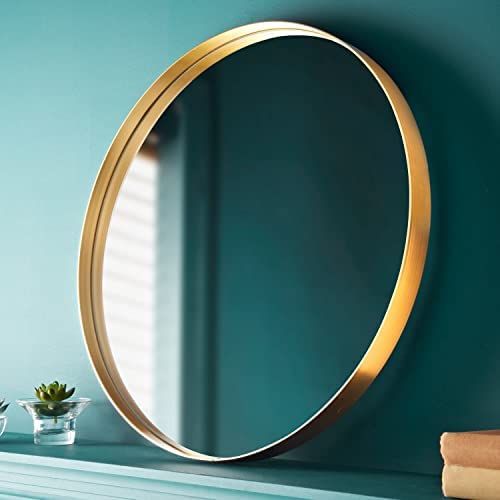 Biznest Large 50Cm Large Round Gold Deep Aluminium Frame Wall Mounted Mirror Bathroom Living Room A Must Have Mirror Very Good Size