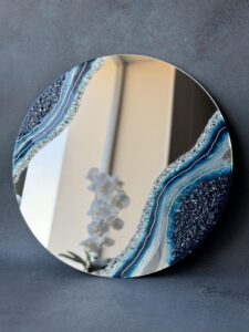 Buy Large Round Dark Blue Mirror, Wavy Mirror Sea Art, Custom Abstract Mirror, Resin Bathroom Mirror, Modern Vanity Mirror, Beach House Decor Online in India - Etsy