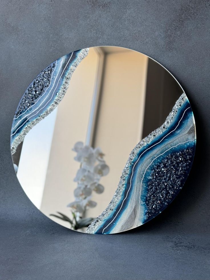 Buy Large Round Dark Blue Mirror, Wavy Mirror Sea Art, Custom Abstract Mirror, Resin Bathroom Mirror, Modern Vanity Mirror, Beach House Decor Online in India – Etsy